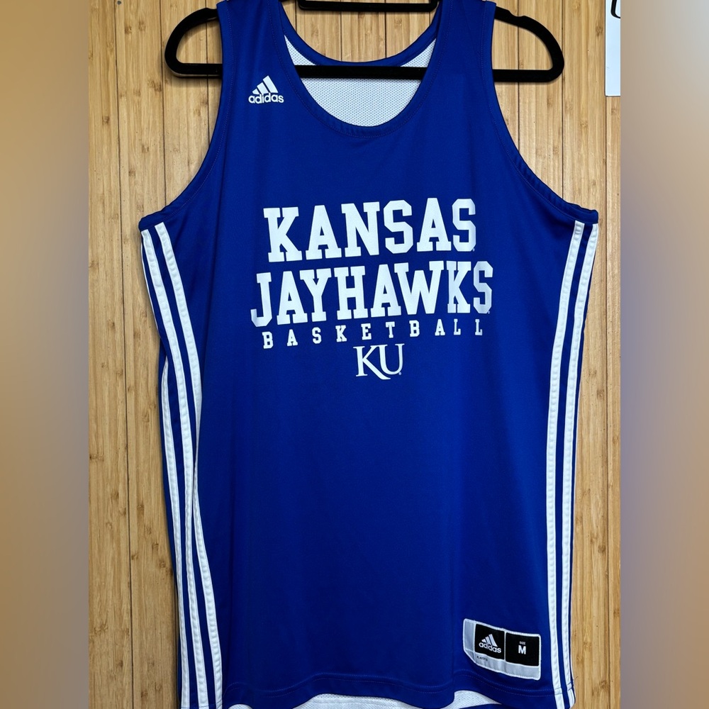 Adidas Blue and White Basketball Jersey